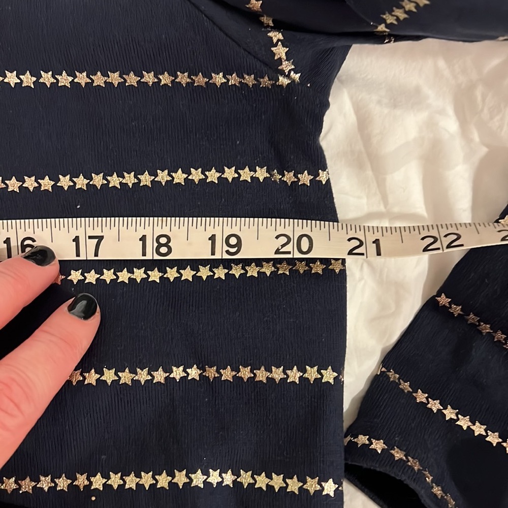 Joules Harbour print navy long sleeve top with gold star stripes - Picture 4 of 6